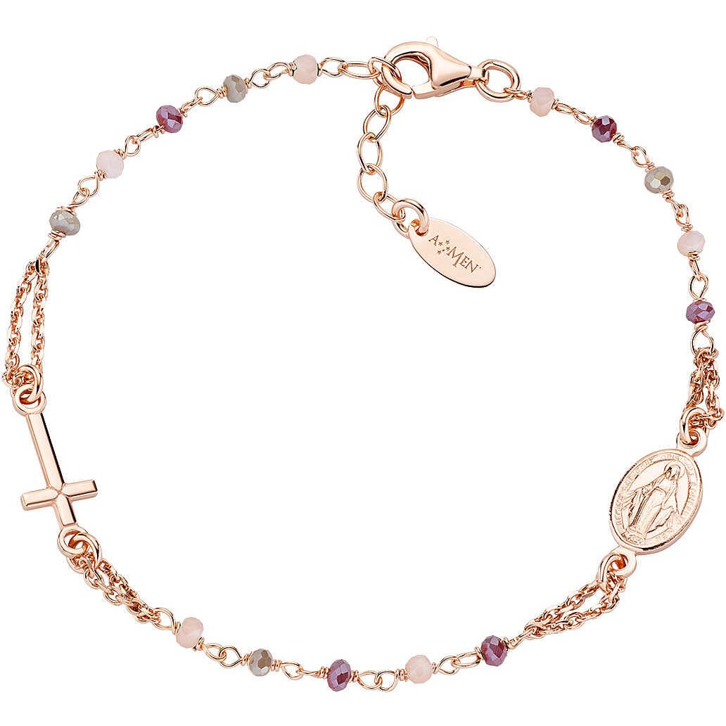 Amen Bracciale Donna In Argento 925 Con Cristalli Amaranto Rosa E Verdi – Lunghezza 18 Cm + 2 Cm Catena - 4
