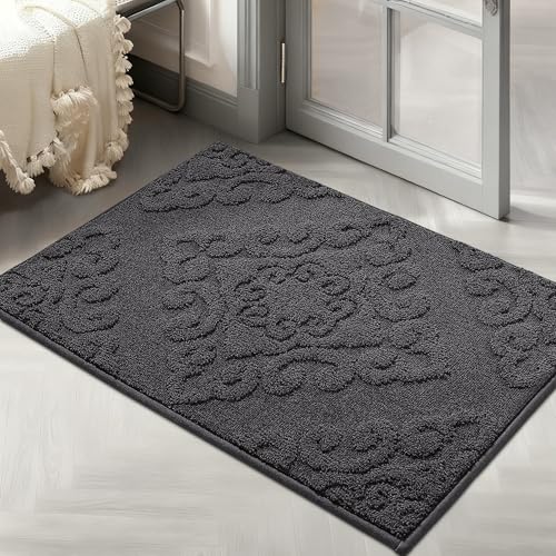 COSY HOMEER Door Mat 24”x36”,Absorbent Dirt Trapper Entryway Rugs,Non-Slip Welcome Mat,Washable Entry Rugs,Low Pile Doormat for Front Back Door,Wet Shoes & Paws,Dark Grey Dark Grey 24"x36"
