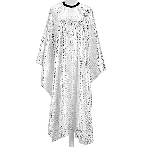 CCbeauty Barber Cape Professional Salon Hair Cutting Cape Peacock Feather Design Hairdressing Gown Cloth Adjustable Snap,White