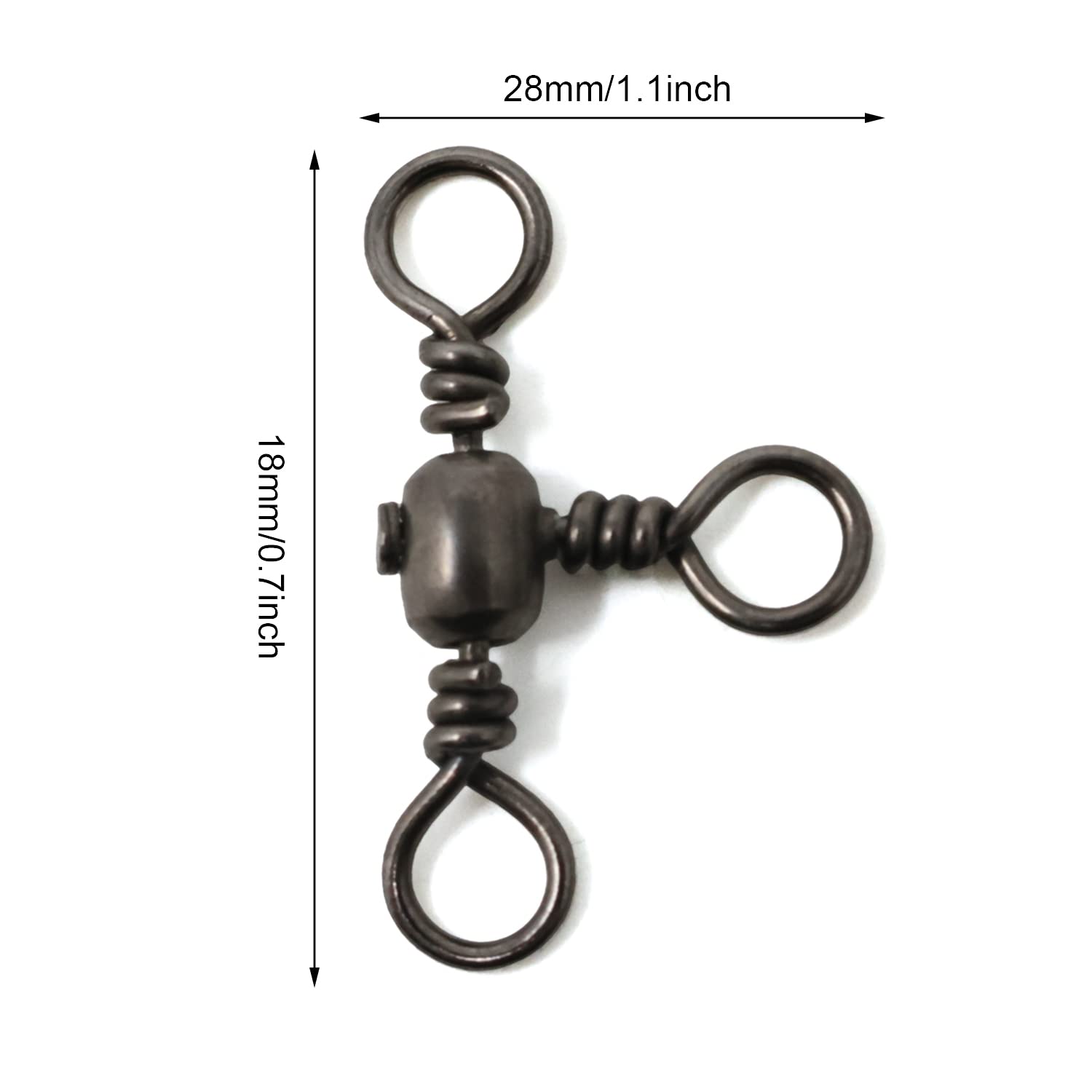 Honbay 30PCS 3# Cross Line Barrel Stainless Steel Swivels 3 Way Swivel Fishing Crossline Swivels Three Way Fishing Swivels Fishing Tackle Fishing Rig Saltwater Freshwater T-Turn Fishing Line Connector