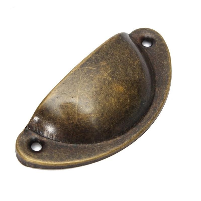 Maniglie for armadietti a conchiglia retrò in ottone antico da 20 pezzi(Brushed Green Bronze)