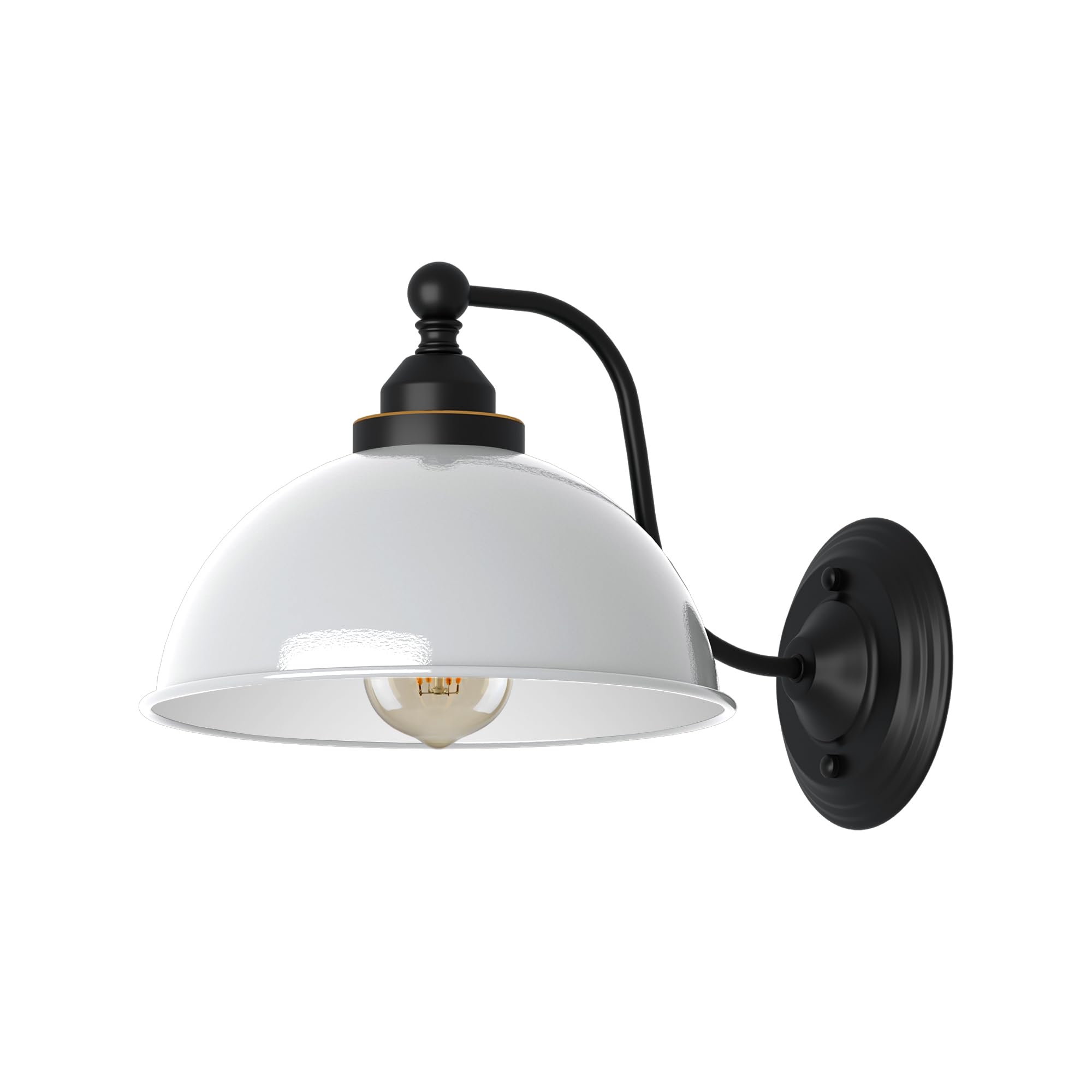DC VOLTAGE Industrial Wall Light Fittings Retro Wall Sconce with Metal Dome Shade E27 Socket Traditional Swan Neck Indoor Decorative Wall Light for Cafe Bar (White)