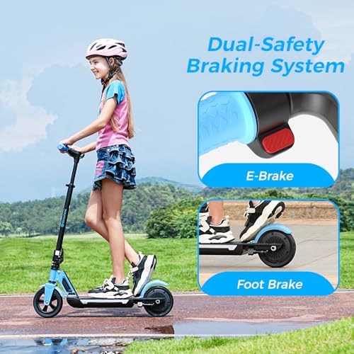 Image of isinwheel S7 Kids Electric Scooter, 250W Adjustable E-Scooter for Ages 8-14 | Foldable kids scooter with Bluetooth speaker, 3 adjustable heights, light-up wheels, cruise control, 3 speed modes for kids