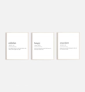 [SF Customizables] 3Pcs Set Calories Hangry Snaccident Definition Print, Wall Art Prints, Poster, Framed Poster or Canvas, Quote Prints, Minimalist Print, Modern Art, Scandianvian Print (Poster Print, 11x14 Inches)