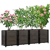 Großer erhöhter Pflanzkasten für den Außenbereich, selbstbewässernd, 159,8 x 40 x 50 cm, tiefes Hochbeet, erhöhter Gartenkasten mit Ablaufstopfen, rechteckiger Garten-Pflanzgefäß, perfekt für