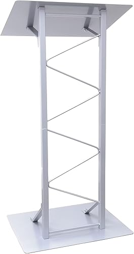 FixtureDisplays® Podio de braguero individual de 25 "para piso, acero - plata 19627 19627