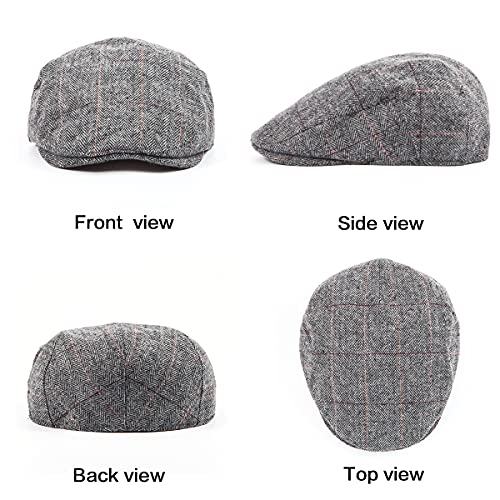 Image of 2-Pack Adjustable Newsboy Hats for Men Flat Cap Irish Wool Blend Tweed