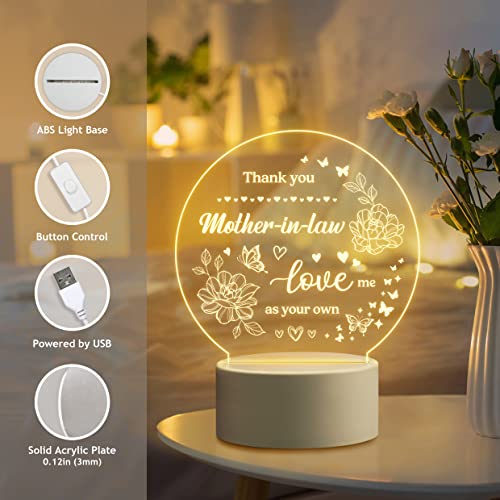 Glydein Mothers Day Gifts For Mother In Law, Mother In Law Gifts From Daughter In Law - Thank You For Loving Me As Your Own Night Light - Best Birthday, Wedding, Christmas Gifts For Mother In Law #TOP3