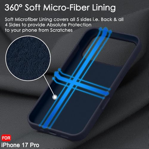 Image of TheGiftKart Liquid Silicone Back Cover Case for iPhone 17 Pro | Soft Micro-Fibre Lining Inside | Camera & Screen Protection | Shockproof Back Cover Case for iPhone 17 Pro (Silicone, Blue)
