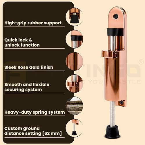 Image of Rose Gold Kick Down Door Stopper Zinc Alloy Pack of 2