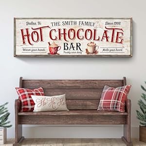 Tailored Canvases Hot Chocolate Bar Sign Rustic Winter Delight Farmhouse Hot Chocolate Station Decor Custom Santas Hot Cocoa Bar Sign Personalized Holiday Housewarming Gift Custom Wood 20×10
