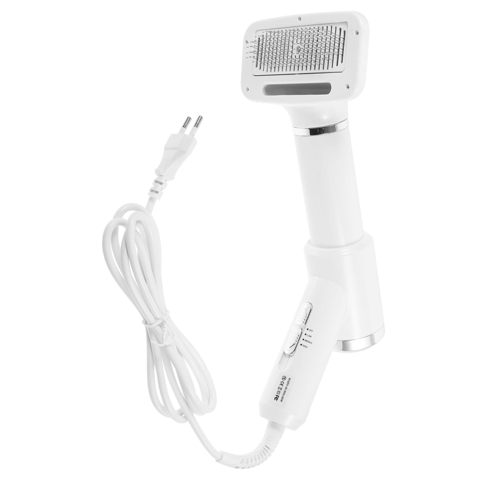Beaupretty Brosse Sèche-cheveux Portable pour Animaux en Plastique Blanc Peigne Démêlant, Sèche-poils pour Chiens et Chats, pour Toilettage à Domicile