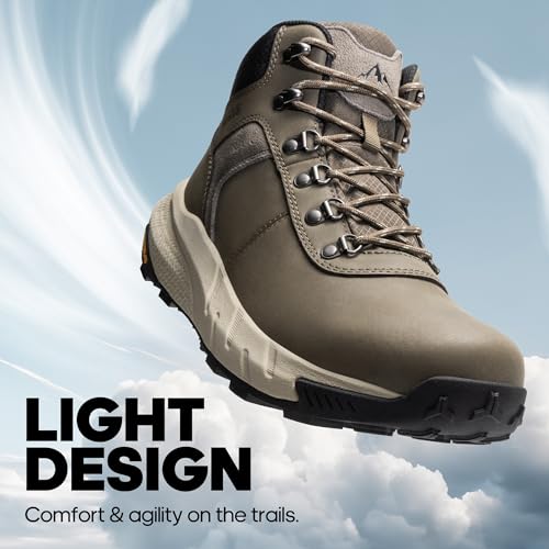 NORTIV 8 Men's Waterproof Hiking Boots Lightweight Outdoor Mid Trekking Leather Shoes DriftShield,Size 9.5,Olive,NMUMHB2505