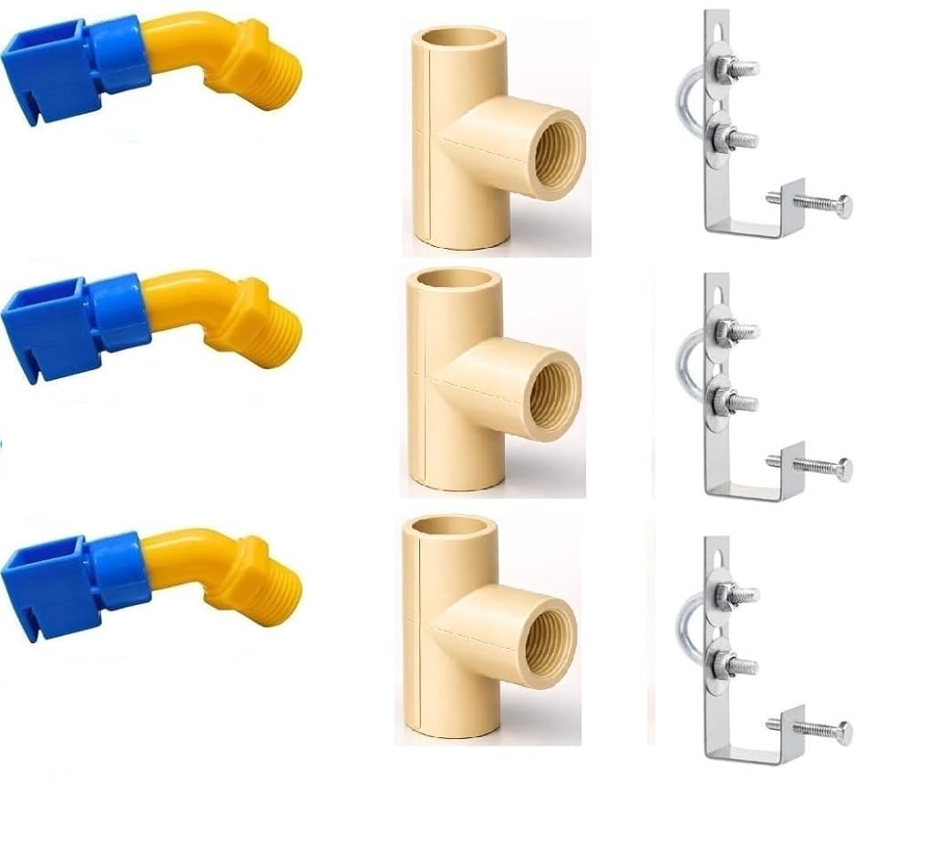 Solar Panel Cleaning Sprinkler System Kit, 9-Piece, 1/2-Inch 3 PVC Nozzles, 3/4x1/2 inch- 3 CPVC CPVC tee Joints, 3 Adjustable L-Clamps-picture-17
