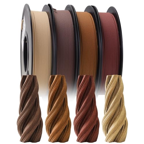 Semdon Wood PLA Filament Bundle, 250g*4 Pack 3D Printer Filament Bundles