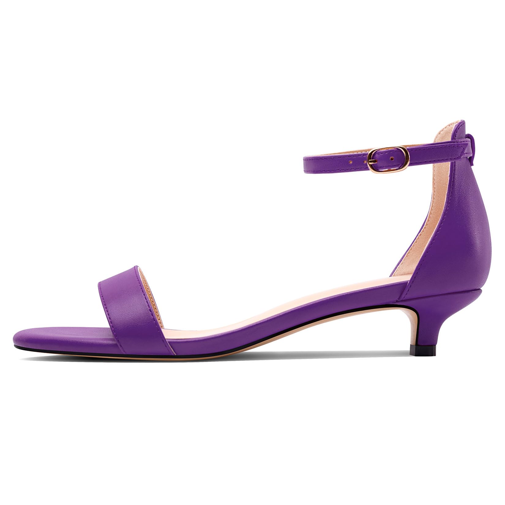 HEUIVZAR Womens Kitten Low Heel Open Toe Ankle Strap Sandals Dress Buckle Office Prom Summer Shoes 1.2 Inches Heels