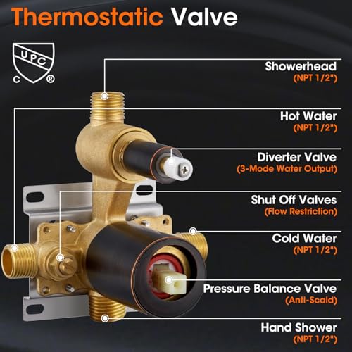 Image of Rainfall Shower System Shower Faucet Set, Luxury, Antique,Oil Rubbed Bronze