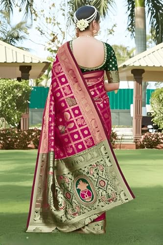 Image of Yashika Women's Banarasi Kanjivaram Silk Woven Saree | Animal Printed Patola Silk Saree for Women