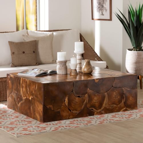 Image of Bali & pari Eldora Teak Wood Coffee Table | Handcrafted Live-Edge Accent Table