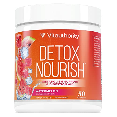 Detox Nourish Cleanse Weight Loss Powder Natural Digestive Enzyme Supplement with Apple Cider Vinegar to Support Healthy Weight Loss Bloating Relief for Women and Men 50 Servings Watermelon