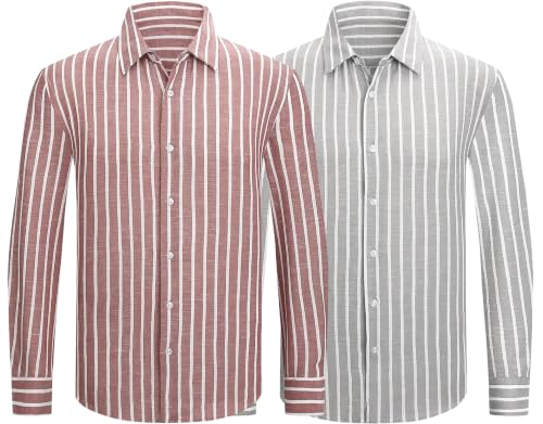 Image of Zombom Men's Regular Fit Vertical Striped Casual Shirt | Full Sleeve Cotton Blend Shirt for Men | Slim Fit Stylish Party