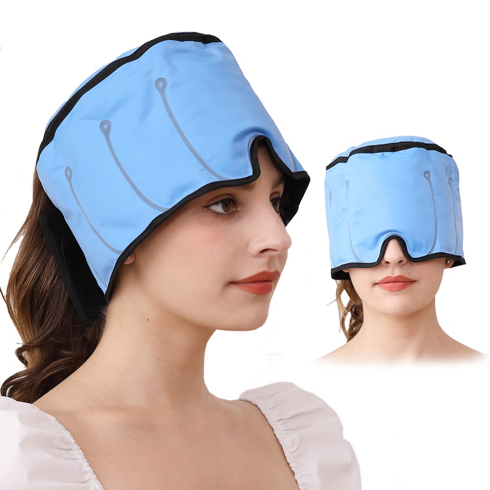 Comfpack Headache Hat for Migraine Reusable Gel Migraine Ice Head Wrap Ice Cap for Chronic Migraine, Headache, Tension, Sinus & Stress, Chemotherapy, Puffy Eyes
