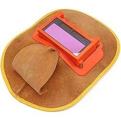 Caretas Facial Con Lentes Casco de soldadura de piel de vaca marrón Capucha con lente de filtro de oscurecimiento automático Pantalla facial Anti-fuerte Soldadura fotoeléctrica Casco Herramientas de protección