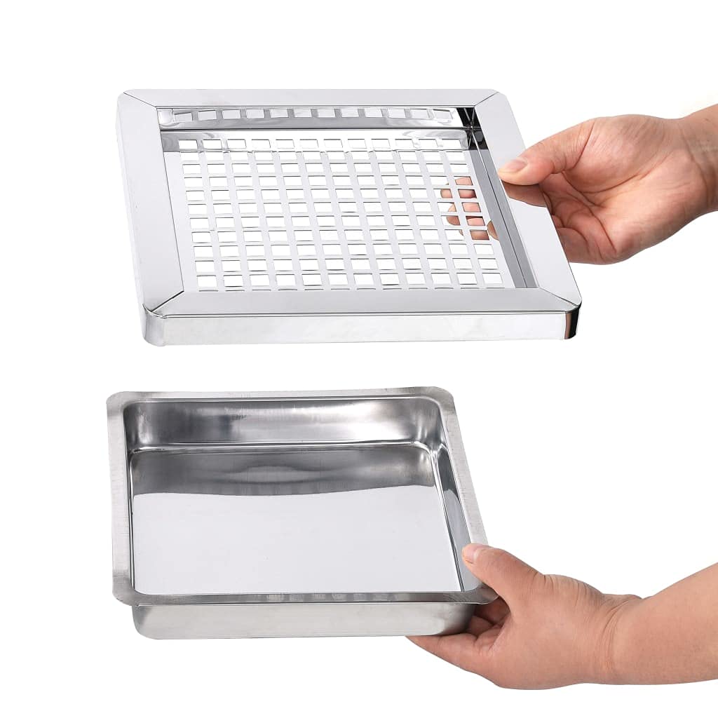 vidaXL Papelera con Cenicero Acero Inoxidable Basura Contenedor Cubo Diseño Elegante Funcional Sofisticado Insertos Extraíbles Robusto Capacidad 45L
