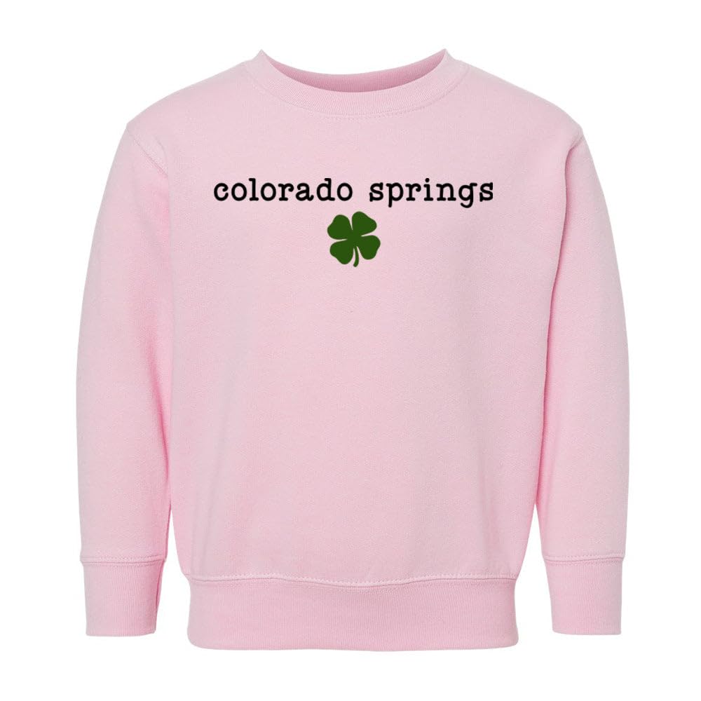 Colorado Springs Shamrock Kids Sweatshirt Toddler 3T Pink