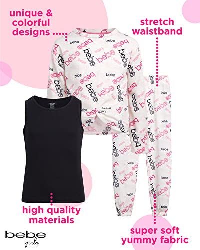 bebe Girls' Activewear Set - 3 Piece Soft Yummy Fleece Cropped Sweatshirt, Jogger Sweatpants, and Tank Top Set (Sizes: 4-16)2