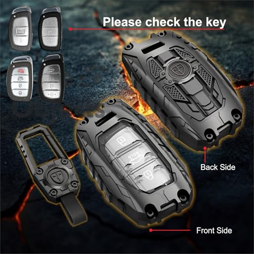 Image of STYLEOBJECT Waterproof Premium Transformer Series Soft Silicon with Keychain & 3 Button Metal Car Key Cover for Hyundai Creta, i20 , Xcent,Verna,Tucson,Elantra, i10,Venue