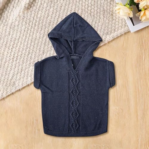 Baby Boys Girls Cable Knit 𝗛ooded Vest V-Neck Sleeveless Pullover Sweater Fall Winter Loose Solid Sweatshirt3