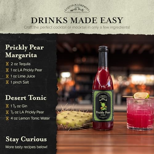 Image of Liquid Alchemist Prickly Pear Syrup for Cocktails - Real Ingredients Make our Prickly Pear Puree a Perfect Margarita Mix - Our Vegan Drink Syrups are Non-GMO & Last up to 2 Years (12.7 oz)
