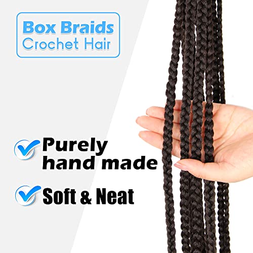 Bohobabe Big Loop Box Braids Crochet Hair 20 Inch 8 Packs Prelooped, Medium Long 3X Knotless Crochet Box Braiding Hair, Three Tones Goddess Braid Brown (4#) #TOP3