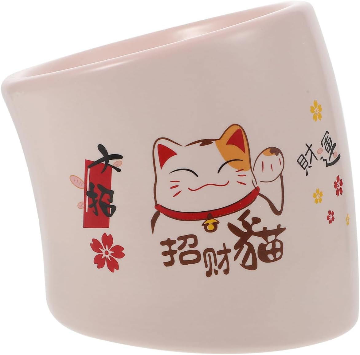 Milisten Ceramic Cat Feeding Bowl Pink Elevated Anti-Spill Pet Feeder Dish Neck Protection for Cats and Dogs