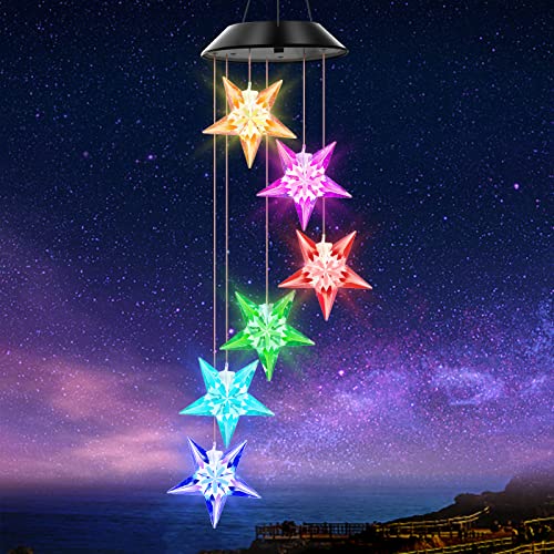 Weekseight Star Shape Solar Wind Chimes Colors Changing Lights, Best Gifts For Mom Grandma Women Mothers, Decorations Windchimes Outdoor Garden Yard Decor #TOP4