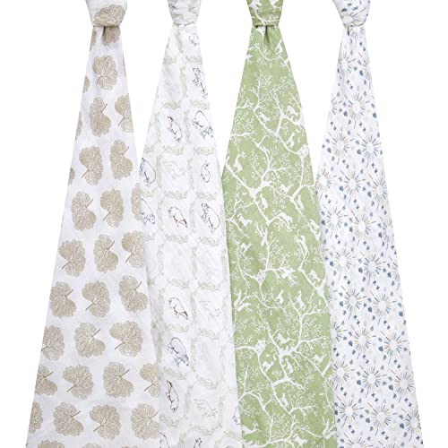 Image of aden + anais Essentials Muslin Swaddle Blankets for Baby Girls and Boys, Newborn Receiving Blanket for Swaddling, 100% Cotton Baby Swaddle Wrap, 4 Pack, Harmony
