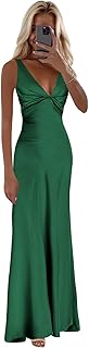 Halter Silk Prom Dresses 2025 Mermaid Long Satin Bridesmaid Dress for Women - Buy now