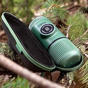 WACACO Nanopresso Portable Espresso Maker Bundled with Protective Case Upgrade Version of Minipresso Mini Travel Coffee Machine Perfect for Camping Travel and Office Elements Moss Green