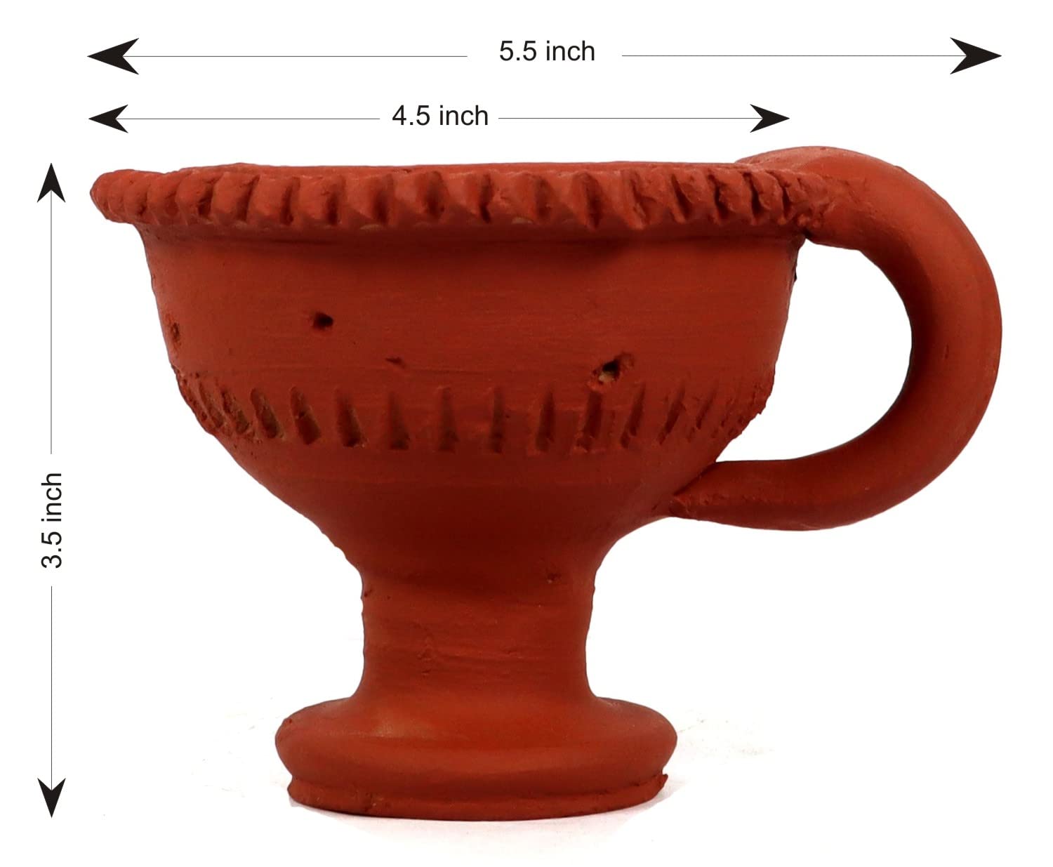ASHIRWAD Dhuni Cup Brûleur en terre cuite naturelle fait à la main avec poignée (11,4 cm)