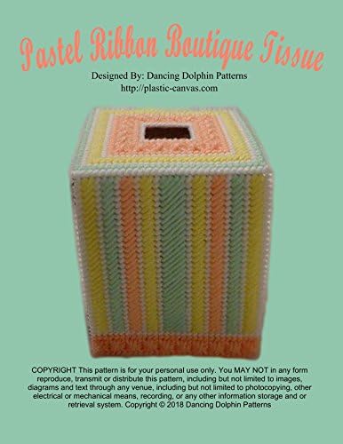 Pastel Ribbon Boutique Tissue Box Cover: Plastic Canvas Pattern
