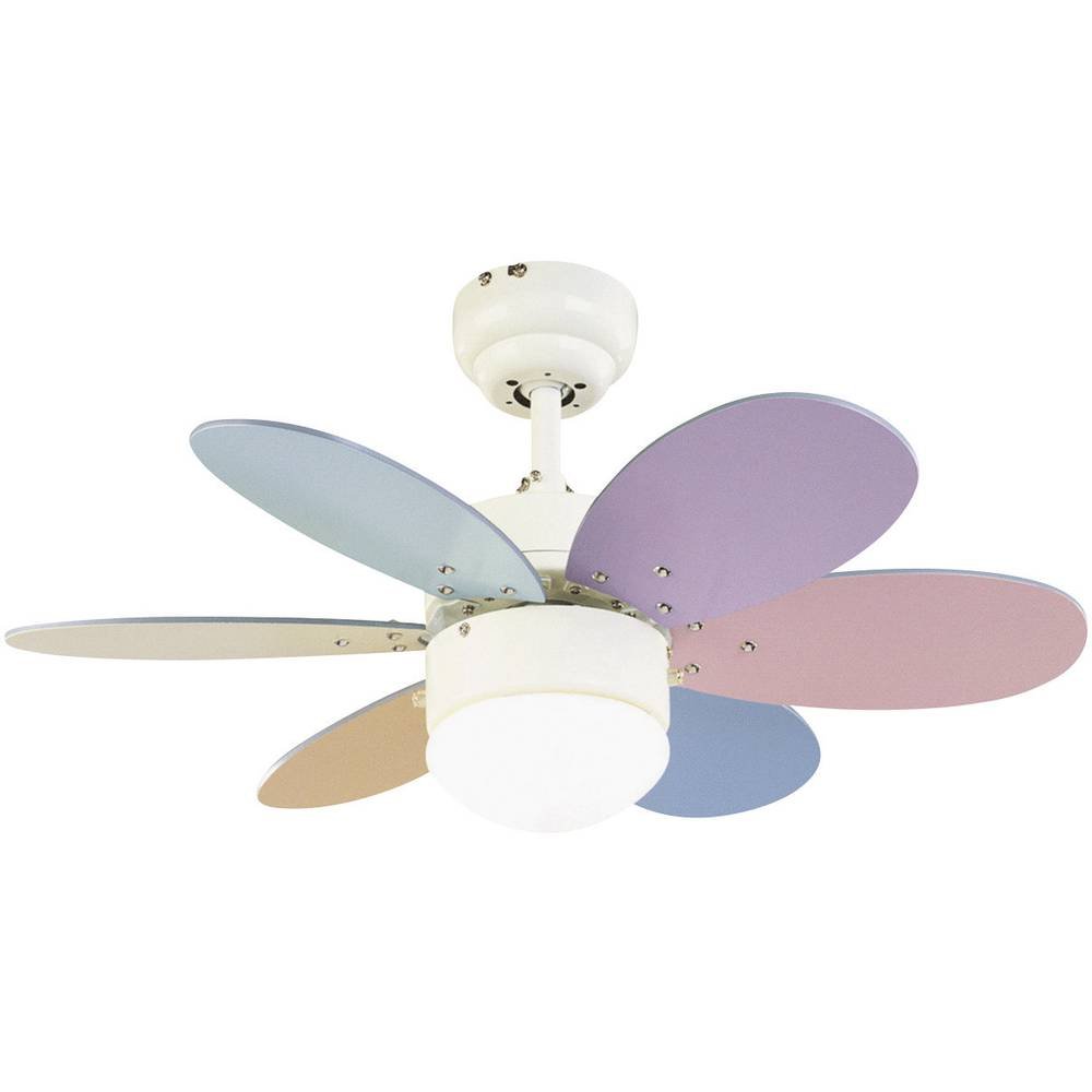 Westinghouse Wentylatory sufitowe 78673 Turbo II One-Light 76 cm wentylator sufitowy z sześcioma ostrzami, białe wykończenie, z opalowym matowym szkłem