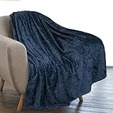 PAVILIA Luxury Soft Plush Navy Blue Throw Blanket for Sofa, Couch | Velvet Fleece Chevron Pattern Throw | Cozy Lightweight Microfiber, Reversible Blanket | All Season Use | 50 x 60 Inches
