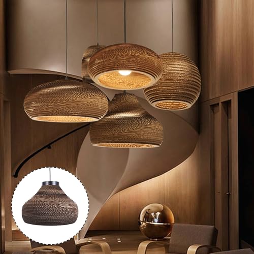 Lampe suspendue papier marron facile à installer au plafond - 4