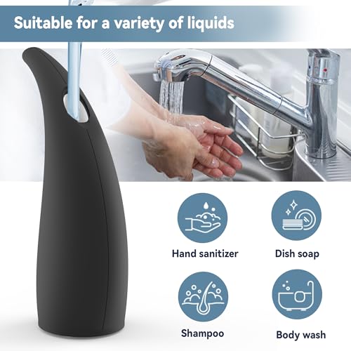 Image of Automatic Soap Dispenser, 10oz /300ml for Bathroom & Kitchen | 4-Level Adjustable Touchless Hand Soap Dispenser ,Battery Operated Electric Dispenser, Plastic Material Soap Holder (Black)