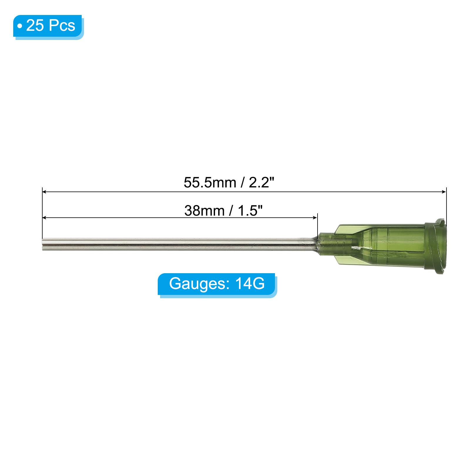 PATIKIL Tępe końcówki dozujące 1,5 cala, 25 sztuk, 14 g, przemysłowa igła do dozowania płynów z Lure-Lock do uzupełniania płynnych atramentów i klejów