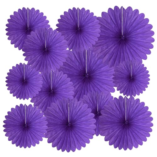 Image of 20 Pcs Deep Purple Hanging Paper Fan, Hanging Honeycomb Round Paper Fans for Weddings, Birthdays, Easter, Baby Showers, Classroom, Events Ceiling Party Supplies Decorations