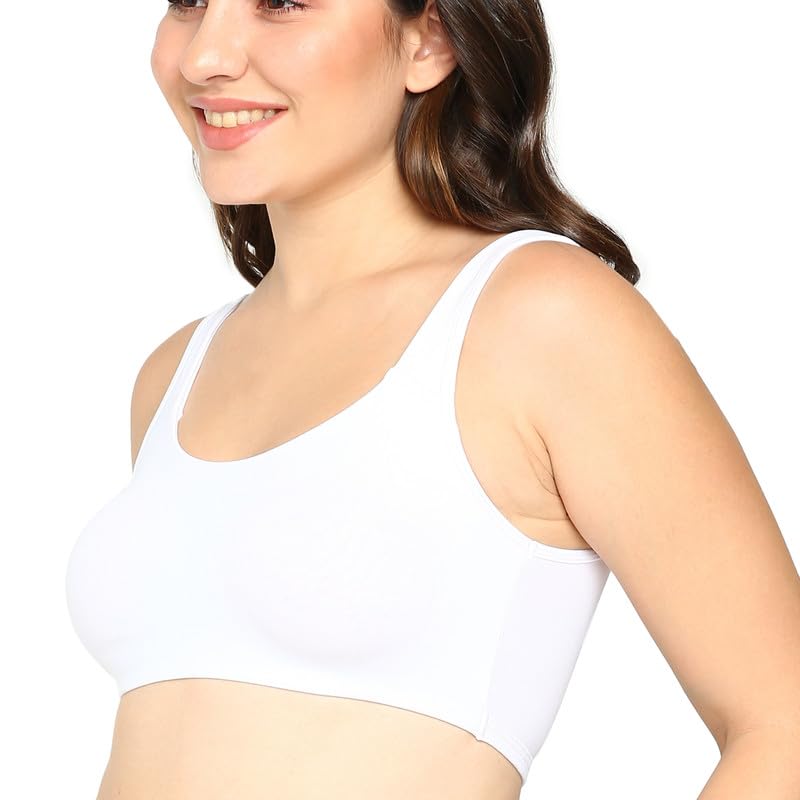 Image of BLOSSOM Women's Anti- Microbial Treated Fabric Double-Layered Cups, Keyhole Back Design, and Easy Slip-On Everyday Bra Aesthetic Bra
