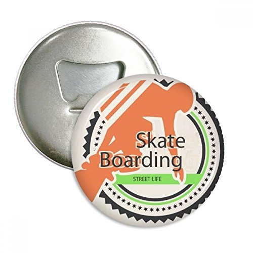 Badge et ouvreur bouteille skate boarding argenté, idée cadeau 3 pièces - 2