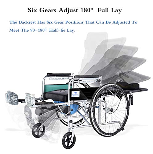 Silla de ruedas plegable ligera para adultos, frenos de mano, totalmente reclinable, cómoda solución de movilidad para parálisis cerebral y fácil transporte